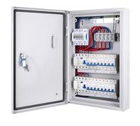 CHENGPI Sub-Distribution Wired Fuse Box with Three-Phase Driver Electricity Meter, 3-Row Surface-Mounted Distribution Box with FI Circuit Breaker