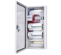 CHENGPI Sub-Distribution Wired Fuse Box with Three-Phase Driver Electricity Meter, 4-Row Surface-Mounted Distribution Box with FI Circuit Breaker