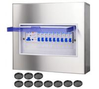 CHENGPI Surface-Mounted Distribution Box for Outdoor Use with Switch, Stainless Steel Waterproof Control Cabinet Inside, Stainless Steel 304 Control Cabinet Distribution Boxes, 12 Modules