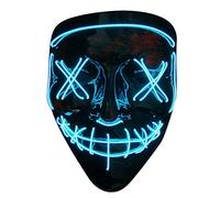 Chengsuwei LED Light Up Halloween Masks with 3 Lighting Modes, Scary Purge Style Ghostface Mask, Halloween Costume for Masquerade Cosplay Men Women(Dark Blue)