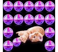 CHENGU 15 Pieces Ghost Hunting Light up Cat Balls Motion Activated Interactive Pet Toy Small LED Glowing Pet Ball for Animal Dog Running Activity Indoor Supplies, 1.38 x 1.5
