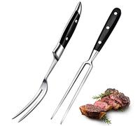 CHENGU 2 Pieces Carving Fork for Meat 12 Inch Kitchen Stainless Steel Serving Cooking with Wood Handle Classic Grill with ABS Handle Xmas Black Barbecue BBQ Fork Carving Set