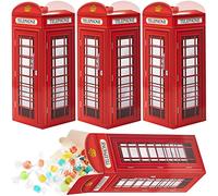 CHENGU 4 Pieces British Party Decorations London Phone Booth Box UK England Candies Boxes British International Party Favors United Kingdom Gift, 2.9 x 8.6 Inch