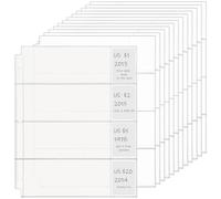 Chengu 48 Pcs 4 Pocket Currency Sleeves for 3 Ring Binder Clear Currency Album Bill Sleeves Holders Collection Binder Plastic Sheet Protectors for Bill Dollar Collectors Receipts Record Card Banknote