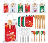 Chengu 6 Sets Christmas Pot Holders Gift Baby Shower Party Game Prizes for Guest Winners, Potholders, Silicone Scrapers, Spoons, Egg Whisks, Gift Bag Set for Christmas Party, Game Prize, Guest Favor
