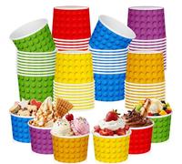 CHENGU 60 Pcs Building Block Snack Cups 9 oz Disposable Ice Cream Bowls Decorative Building Block Dessert Treat Bowls for Yogurt Soup Hot or Cold Food