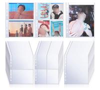 CHENGU Binder Pockets Clear 4 Pocket 2 Pocket 1 Pocket Pouch Document Folders Trading Card Binder Card Sleeves Photo Album Pages for 6 Ring Binder A5 Pocket Sleeves Refill Sheets (60 Pcs)