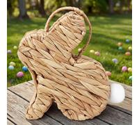 CHENGU Bunny Easter Basket with Handle Small Rattan Woven Easter Egg Hunts Rabbit Basket Decorations for Candy Gifts Storage Flower Fruit Birthday Organizer Party Favors