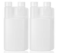 CHENGU Plastic Flask with Built in Shot Glass Measuring Bottles Graduated Chamber with Caps Liquid Dispenser for Liquids to Store and Pour for Concerts Travel Camping Party (2 Pcs,16.9 Oz, 0.84 oz)