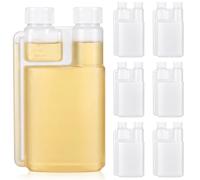 CHENGU Plastic Flask with Built in Shot Glass Measuring Bottles Graduated Chamber with Caps Liquid Dispenser for Liquids to Store and Pour for Concerts Travel Camping Party (6 Pcs,8.45 Oz, 0.67 oz)