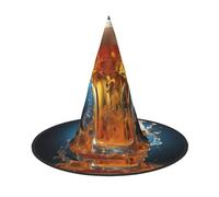 ChenGua 2 PCS Halloween Witch Hat for Adults,Beer foam Print Foldable Steeple Wizard Costume Cap, for Holiday Party Accessory