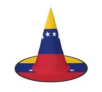 ChenGua 2 PCS Halloween Witch Hat for Adults,Flag of Venezuela Print Foldable Steeple Wizard Costume Cap, for Holiday Party Accessory