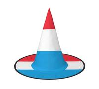 ChenGua 2 PCS Halloween Witch Hat for Adults,Luxembourg flag Print Foldable Steeple Wizard Costume Cap, for Holiday Party Accessory