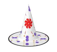 ChenGua 3 PCS Halloween Witch Hat for Adults,Eight-way rotating flower Print Foldable Steeple Wizard Costume Cap, for Holiday Party Accessory