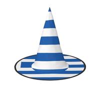 ChenGua 3 PCS Halloween Witch Hat for Adults,Greek flag Print Foldable Steeple Wizard Costume Cap, for Holiday Party Accessory