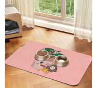 ChenGua 30x45cm Pet Absorbent Feeding Mat - Sunflower Seeds and Strawberries Print Leather Non-Slip Placemat, for Dog Cat Food and Water Bowl Pads