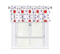 ChenGua Blackout Valance Curtain - Eight-Way Rotating Flower Print Rod Pocket Curtains, for Window Kitchen Living Room 54x18in