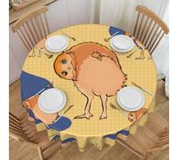 ChenGua Crooked Owl Print 60in Round Table Cloth, Dining Table Farmhouse Style Tablecloth, for Indoor/Outdoor Home Decor
