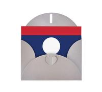 ChenGua Flag of Laos Print Blank Note Card Set with Gray Envelopes, 4 x 6 in Pearl Paper Greeting Cards, for Thank You Wedding