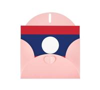 ChenGua Flag of Laos Print Blank Note Card Set with Pink Envelopes, 4 x 6 in Pearl Paper Greeting Cards, for Thank You Wedding