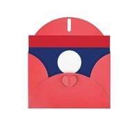 ChenGua Flag of Laos Print Blank Note Card Set with Red Envelopes, 4 x 6 in Pearl Paper Greeting Cards, for Thank You Wedding