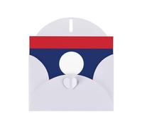ChenGua Flag of Laos Print Blank Note Card Set with White Envelopes, 4 x 6 in Pearl Paper Greeting Cards, for Thank You Wedding