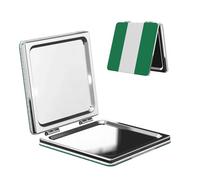ChenGua Flag of Nigeria Makeup Mirror Portable Folding Mini Mirror Double Sided Travel Makeup Mirror Square Handheld Pocket Mirror