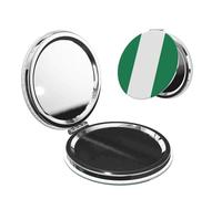 ChenGua Flag of Nigeria Makeup Mirror Portable Folding Mini Mirror Double Sided Travel Makeup Mirror Round Shape Handheld Pocket Mirror