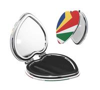 ChenGua Flag of Seychelles Makeup Mirror Portable Folding Mini Mirror Double Sided Travel Makeup Mirror Heart Shape Handheld Pocket Mirror