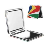 ChenGua Flag of Seychelles Makeup Mirror Portable Folding Mini Mirror Double Sided Travel Makeup Mirror Square Handheld Pocket Mirror