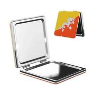 ChenGua Flag of The Kingdom of Bhutan Makeup Mirror Portable Folding Mini Mirror Double Sided Travel Makeup Mirror Square Handheld Pocket Mirror