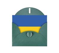 ChenGua Flag of Ukraine Print Blank Note Card Set with Dark Green Envelopes, 4 x 6 in Pearl Paper Greeting Cards, for Thank You Wedding