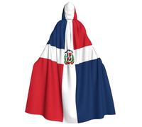 ChenGua Halloween Wizard Hooded Cape, Dominican Republic Print Cloak with Hood Witch Long Robe, for Women Men Cosplay Costume