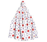 ChenGua Halloween Wizard Hooded Cape, Eight-way rotating flower Print Cloak with Hood Witch Long Robe, for Women Men Cosplay Costume