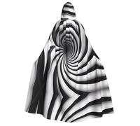 ChenGua Halloween Wizard Hooded Cape, spiral optical illusion gif Print Cloak with Hood Witch Long Robe, for Women Men Cosplay Costume