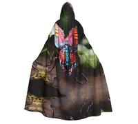 ChenGua Halloween Wizard Hooded Cape, Strange Insects Print Cloak with Hood Witch Long Robe, for Women Men Cosplay Costume