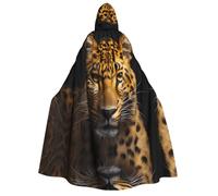 ChenGua Halloween Wizard Hooded Cape, The deep-eyed leopard Print Cloak with Hood Witch Long Robe, for Women Men Cosplay Costume