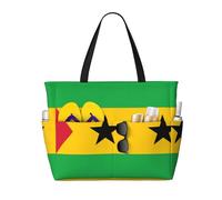 ChenGua Large Capacity Beach Bag Women Print Tote Bag Waterproof Beach Bag Reusable Travel BagFlag of Sao Tome and Principe