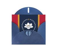 ChenGua Mississippi State Flag Print Blank Note Card Set with Blue Envelopes, 4 x 6 in Pearl Paper Greeting Cards, for Thank You Wedding