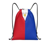 ChenGua Philippine flag Print Lightweight Drawstring Backpack - Sports String Bag/Foldable Gym Bags, for Training Basketball, Black, M