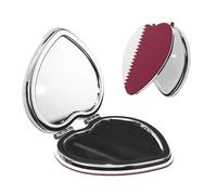 ChenGua Qatar Flag Makeup Mirror Portable Folding Mini Mirror Double Sided Travel Makeup Mirror Heart Shape Handheld Pocket Mirror