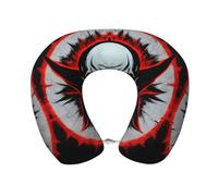 ChenGua Red and Black Evil Ghost Print Memory Foam Travel Pillow – U-Shaped Neck Support Sleeping Pillow for Airplane, Car,Work