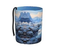 ChenGua Snowy Mountain Scenery Print Car Garbage Bin/Collapsible Car Trash Can Pop Up Trash Bag,for Vehicle Home Office