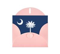 ChenGua South Carolina Flag Print Blank Note Card Set with Pink Envelopes, 4 x 6 in Pearl Paper Greeting Cards, for Thank You Wedding