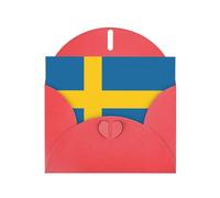 ChenGua Swedish flag Print Blank Note Card Set with Red Envelopes, 4 x 6 in Pearl Paper Greeting Cards, for Thank You Wedding