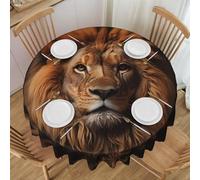 ChenGua The Lion's Gaze Print 60in Round Table Cloth, Dining Table Farmhouse Style Tablecloth, for Indoor/Outdoor Home Decor