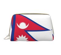 ChenGua Travel Makeup Bag - Flag of Nepal Waterproof Makeup Bag Large Capacity PU Leather Cosmetic Bags for Women Print, White, One Size