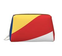 ChenGua Travel Makeup Bag - Flag of Seychelles Waterproof Makeup Bag Large Capacity PU Leather Cosmetic Bags for Women Print
