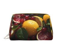 ChenGua Travel Makeup Bag - Fresh Grapefruit Lemon Waterproof Makeup Bag Large Capacity PU Leather Cosmetic Bags for Women Print