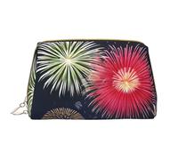 ChenGua Travel Makeup Bag - Splendid fireworks Waterproof Makeup Bag Large Capacity PU Leather Cosmetic Bags for Women Print, White, One Size